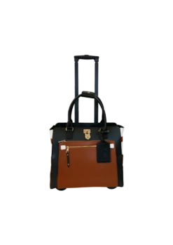 Cabrelli Laura Lock Carry On Rollerbrief Black/Cognac/White