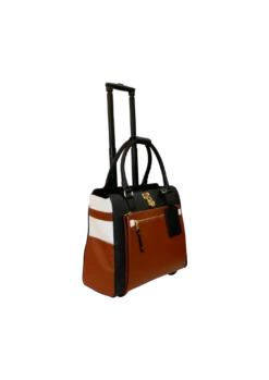 Cabrelli Laura Lock Carry On Rollerbrief Black/Cognac/White -Travel Sales Store 71702OU BCW 2Angle