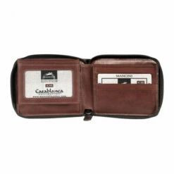Mancini Casablanca Men’s Zippered Wallet With Removable Passcase -Travel Sales Store 8700159 open
