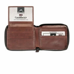 Mancini Casablanca Men’s Zippered Wallet With Removable Passcase -Travel Sales Store 8700159 open full