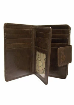 Mancini Casablanca Ladies' RFID Secure Medium Clutch Wallet -Travel Sales Store 8700283 BROWN open