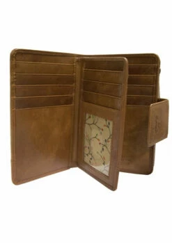 Mancini Casablanca Ladies' RFID Secure Medium Clutch Wallet -Travel Sales Store 8700283 COGNAC ope