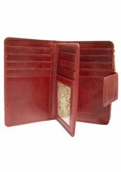 Mancini Casablanca Ladies' RFID Secure Medium Clutch Wallet -Travel Sales Store 8700283 RED open