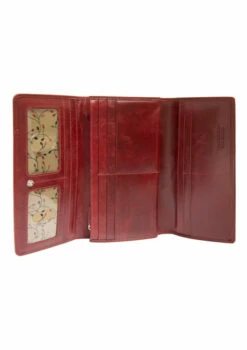 Mancini Casablanca Ladies' RFID Secure Trifold Wallet -Travel Sales Store 8700296 RED open