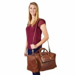 Claire Chase Rustic Sports Valise Brown -Travel Sales Store cc316r ustic brown female model 1